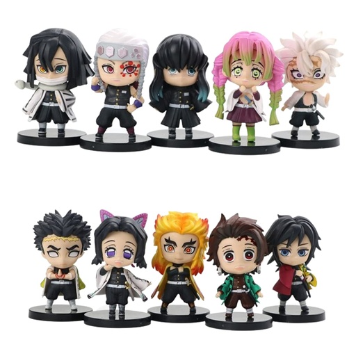 Demon Slayers Hashiras & Tanjiro Action Figure Chibi Figures - Set of 10| Demon Slayer for Anime Lovers (Size - 8 cm)